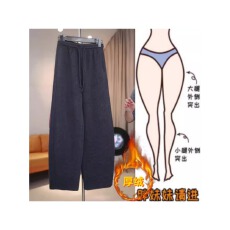 批发格洛森加绒加厚高腰显瘦弯刀裤时尚百搭宽松阔腿休闲长裤