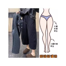批发格洛森高腰显瘦小个子阔腿松紧腰抽绳休闲八分加厚棉裤