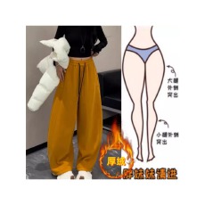 批发格洛森加绒加厚高腰显瘦弯刀阔腿裤时尚百搭休闲卫裤