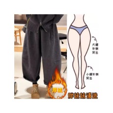 批发格洛森加绒加厚高腰显瘦保暖百搭宽松简约阔腿九分休闲裤