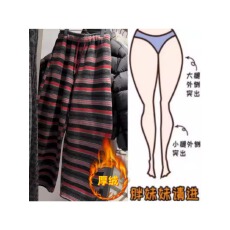 批发格洛森加绒加厚高腰显瘦条纹抽绳阔腿裤百搭宽松休闲长裤
