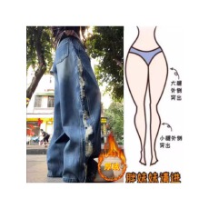 批发格洛森加绒加厚高腰显瘦宽松做旧设计感复古阔腿牛仔裤