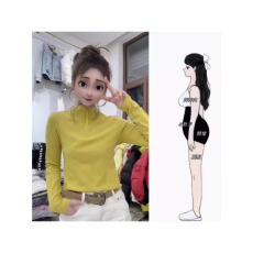 批发格洛森型身材拉链洋气简约打底衫时尚气质修身百搭休闲上衣