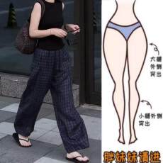 批发格洛森梨型身材高腰显瘦百搭时尚洋气格子修身直筒休闲裤