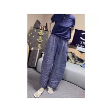 批发格洛森梨型身材百搭显瘦松紧腰抽绳格子阔腿九分休闲裤