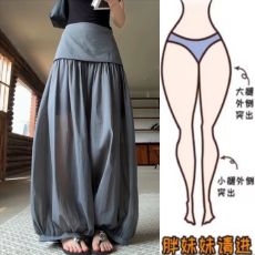 批发格洛森梨型身材高腰显瘦花苞灯笼裤百搭时尚阔腿休闲长裤