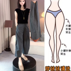 批发格洛森夏季梨型身材高腰显瘦遮肉百搭洋气薄款阔腿九分休闲<b class='q'>裤</b>
