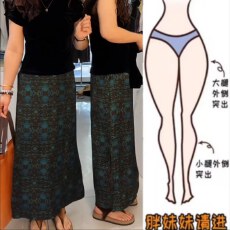 批发格洛森女夏季高腰显瘦时尚百搭印花A字长款侧开叉休闲半身裙
