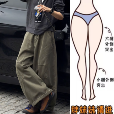 批发格洛森早<b class='q'>秋</b>新款高腰显瘦慵懒复古弯刀阔腿裤百搭时尚宽松牛仔长裤