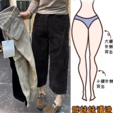 批发格洛森早秋女新款梨型身材高腰显瘦条绒直筒裤百搭时尚八分休闲裤