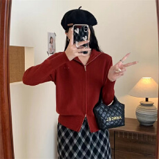 批发实拍~2025秋季新款韩版毛衣女针织圆领拉链百搭开衫潮流爆款设计