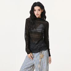 批发实拍~时尚百搭半高领纯欲风法式蕾丝打底衫2025年秋季新款<b class='q'>女</b>装ins