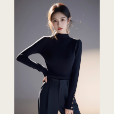 批发实拍~半高领针织打底衫女2025秋冬新款百搭洋气加厚修身内搭毛衣