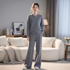 批发实拍~休闲套装长袖针织开衫2025秋冬新款修身显瘦直筒库套装毛衣