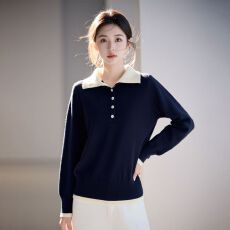 批发实拍~洋气欧货假两件长袖针织套现秋<b class='q'>冬</b>新款时尚高端流行打底毛衣