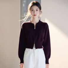 批发实拍~时尚高级感简约长袖针织开衫女2026新款小个子上衣外套毛衣