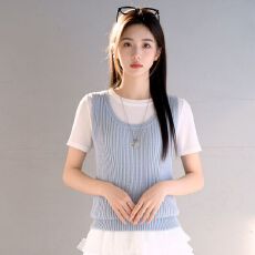 批发实拍~韩式吊带背心U领针织衫女2026夏季新款内搭外穿亚麻薄款上衣