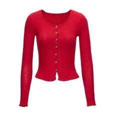 批发实拍~2026春季<b class='q'>新款</b>休闲木耳边爆款针织温柔甜美小衫