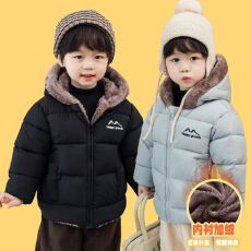 批发宝宝轻薄加绒棉服儿童棉服<b class='q'>男</b>女童秋冬季新款外套连帽短款韩版棉袄
