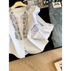 批发法式<b class='q'>甜美</b>风系带设计感长袖衬衫上衣