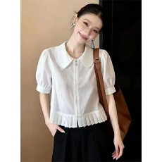 批发法式温柔风娃娃领衬衫女2026年春季新款灯笼袖显瘦百搭高级上衣<b class='q'>潮</b>