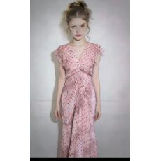 批发纯情<b class='q'>巴洛克</b>小个子与常规版 定染粉调扎染收腰荷叶波点V领<b class='q'>连衣裙</b>