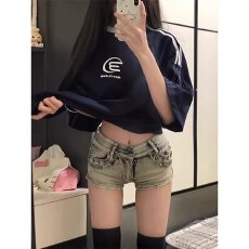 批发美式辣妹柳丁低腰牛仔超短裤女夏季薄款修身显瘦包臀<b class='q'>热裤</b>子ins潮