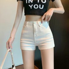 批发韩国代购高腰紧身短裤性感显身材弹力纯<b class='q'>色</b><b class='q'>热裤</b>白<b class='q'>色</b>高质量2025