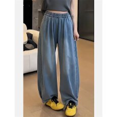 批发天丝橡皮筋牛仔长裤女高腰202韩版宽松阔腿显瘦网红<b class='q'>热裤</b>潮ins外穿