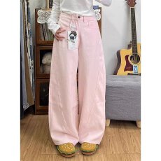 批发天丝橡皮筋牛仔长裤女高腰202韩版宽松阔腿显瘦网红<b class='q'>热裤</b>潮ins外穿