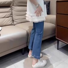 批发法式设计感甜美<b class='q'>女童</b>小飞<b class='q'>袖</b>白色衬衫儿童夏季无袖<b class='q'>娃娃衫</b>上衣直筒裤