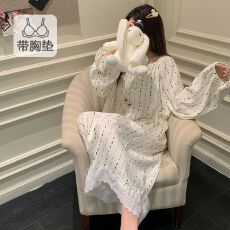 批发2025秋<b class='q'>冬</b>季150克云朵棉宽松大版长袖睡裙休闲家居服