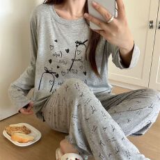 批发实拍带胸垫<b class='q'>莫代尔</b>棉<b class='q'>睡衣</b>女新款秋冬季2025年可外穿家居服套装
