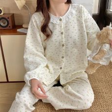 批发【实拍】空气<b class='q'>棉</b> 230g 网红田园风小碎花<b class='q'>睡衣</b>女秋冬加厚保暖家居服