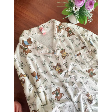 批发实拍<b class='q'>小熊</b>春秋季提花6535棉长袖开衫女卡通睡衣套装家居服