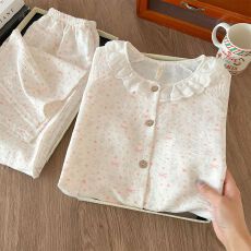 批发【实拍】云朵棉 韩国甜美星星小熊睡衣女春秋季2026新款蕾丝开<b class='q'>衫</b>