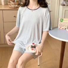 实拍莫代尔 韩国ins甜美风人棉带胸垫睡衣2026夏季短袖短裤