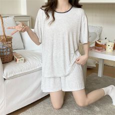 实拍莫代尔 韩国ins甜美风人棉带胸垫睡衣2026夏季短袖短裤