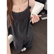 网图 带胸垫女夏季新款甜美清新显瘦蕾丝边小飞袖睡裙女可外穿