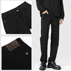 批发2025春秋潮款男士百搭纯色直筒百搭弹力基础水洗黑色牛仔裤