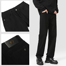 批发2025春秋潮款男士百搭纯色直筒百搭弹力基础水洗黑色牛仔裤