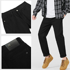 批发2025春秋潮款男士百搭纯色直筒百搭弹力基础水洗黑色牛仔裤