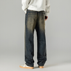 批发高级垂感牛仔裤男2025年秋新款宽松直筒美式百搭潮牌高街vibe裤子