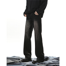 批发复古直筒牛仔裤男2025春秋直筒麦穗刺绣男装宽松休闲男裤垂感裤子