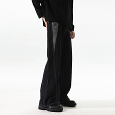 批发美式丹宁原牛牛仔裤男秋季高街复古水洗宽松直筒阔腿