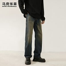 批发MKHF专版2025秋冬新款宽松美式高街<b class='q'>潮牌</b>牛仔直筒裤男