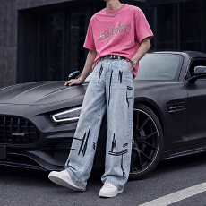 批发2026春<b class='q'>夏</b>舒适直筒牛仔裤男女春<b class='q'>夏</b>季美式裤子潮牌复古休闲裤