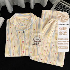 批发空气夹层加厚三层<b class='q'>睡衣</b>女新款秋冬季大码宽松春天家居服两件套装