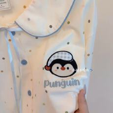 批发春秋季睡衣女新款棉质长袖小翻领长袖长裤休闲家居服套装