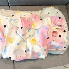 春季睡衣女新款云朵棉长袖小翻领长袖长裤休闲家居服套装